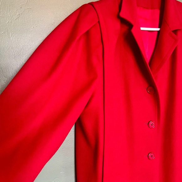 Vintage 100% Wool Red Long Women’s Coat - Picture 3 of 9